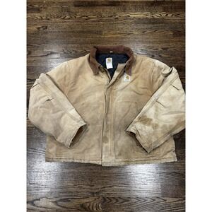 Vintage Carhartt Jacket Mens 54 Reg Brown J02 Quilted Lined Canvas Collared USA